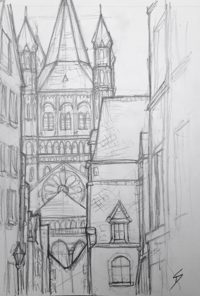 Urban Art 'Auf Dem Rothenberg, Cologne, Germany.' A short walk from the Lindt chocolate museum - not enough free chocolate, but it has a decent cafe. sketchbookexplorer.com #art #drawing #sketch #pencil #illustration #travel #architecture