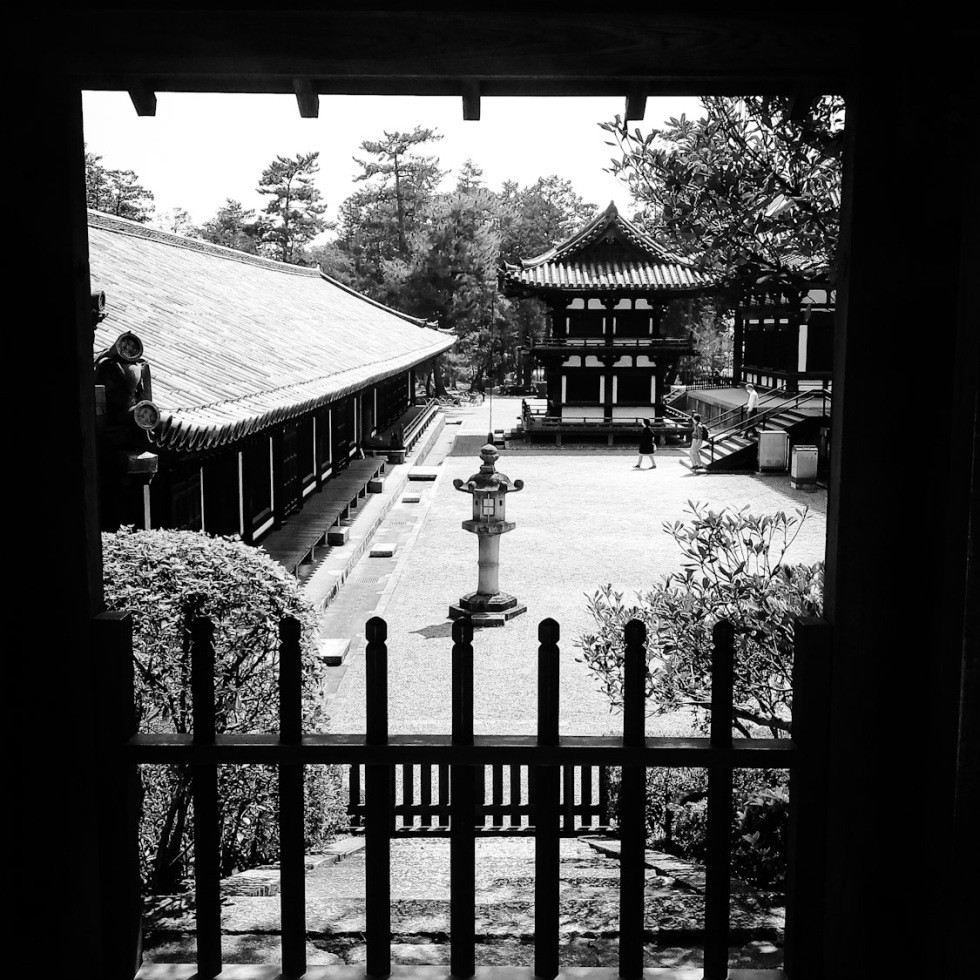 Urban photos – Gojocho, Nara, Japan. ‘Toshodaiji Temple.’ Complete image from my latest travel art blog article 'Sakura Japan.' Now online - sketchbookexplorer.com @davidasutton @sketchbookexplorer Facebook.com/davidanthonysutton #photography #japan #nara #buddhism #meditation #samurai #travel #travelblog #cherryblossom #cherryblossomseason #cherryblossomjapan