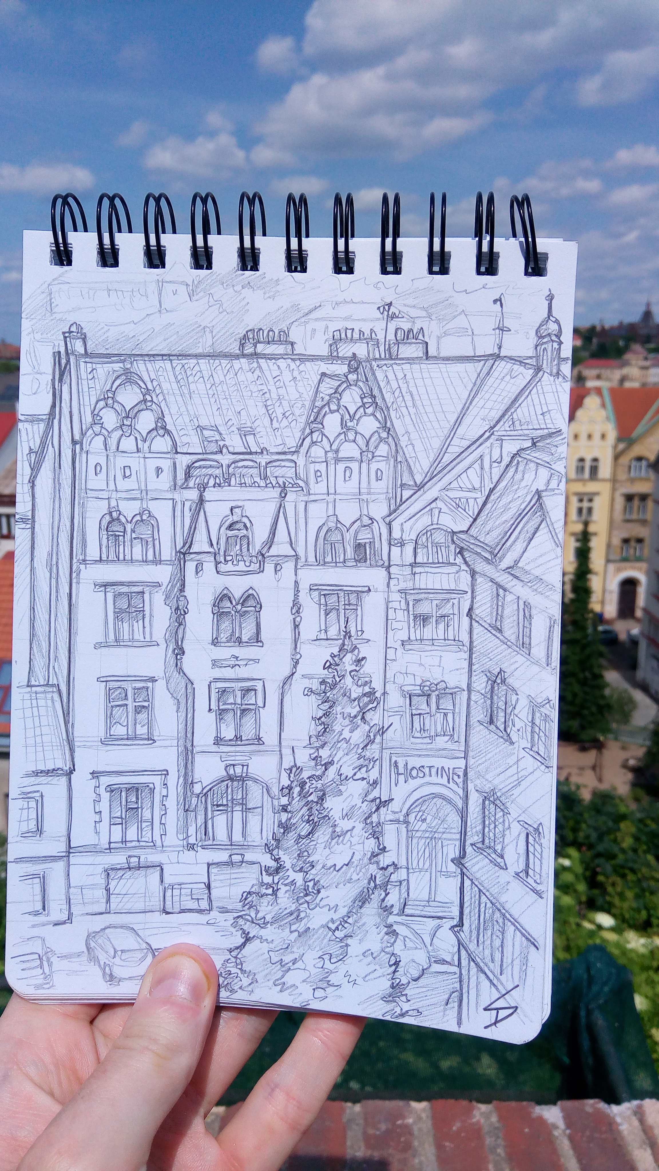 Urban art photo – Vysehrad Castle, Prague, Czech Republic. ‘View of Vratislavova from the castle walls.' A stunning castle in Prague, and thankfully lesser known than its famous counterpart on the west bank of the Vltava river. sketchbookexplorer.com @davidasutton @sketchbookexplorer Facebook.com/davidanthonysutton #sketch #drawing #art #prague #vysehrad #castle #praha #travel #travelblog #czechrepublic